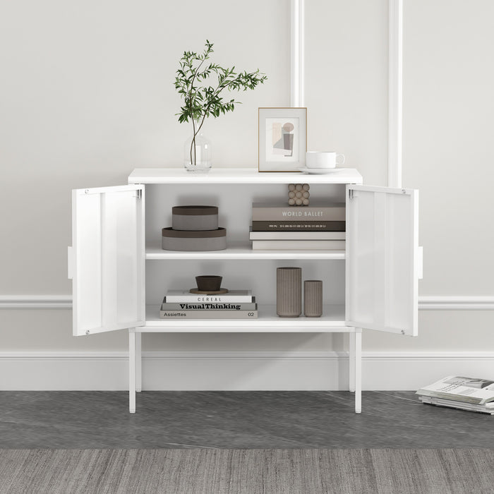 Armoire d’appoint moderne Ava 24\" en metal, blanc