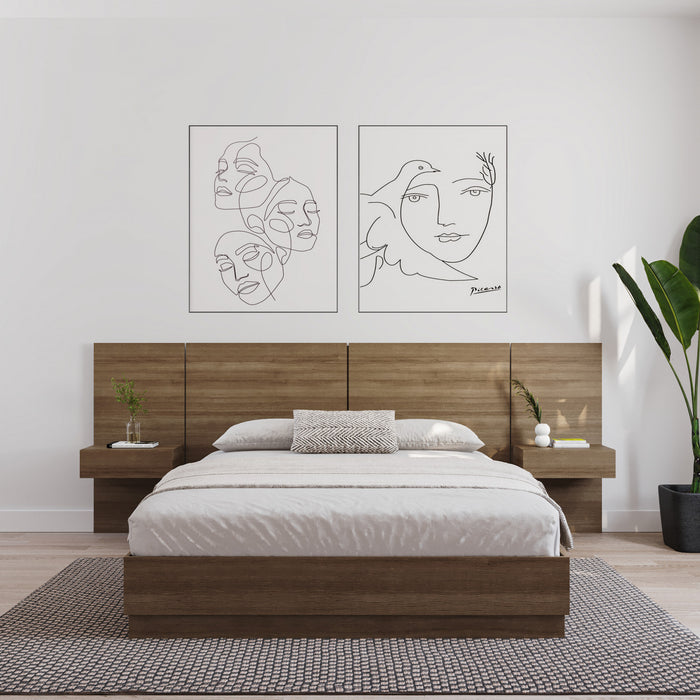 Ensemble 2 panneaux d’extension pour table de nuit flottante Milano Nordika - chêne brun