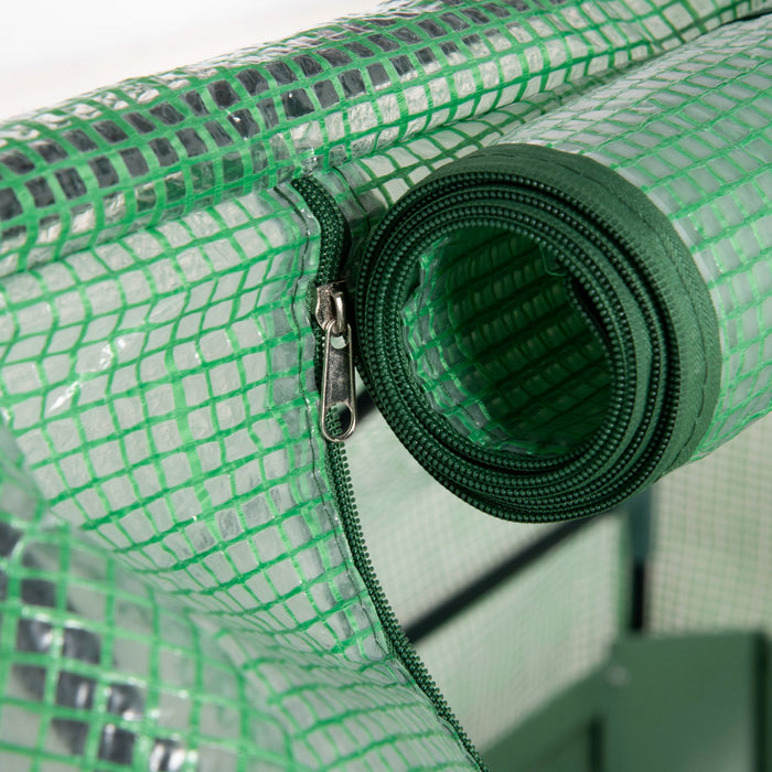 Outsunny Lit De Jardin Sureleve Avec Housse, Mini Serre, Vert