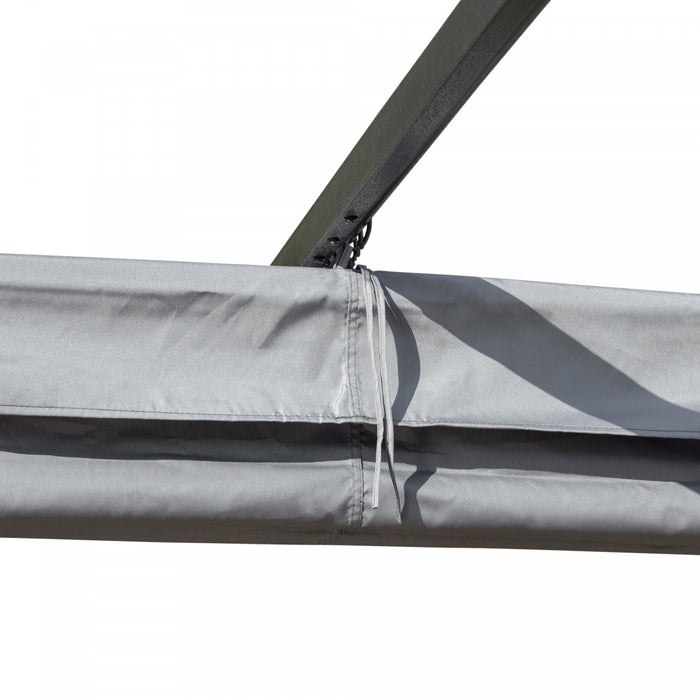 Outsunny 10' Pergola Retractable Structure Metal Epoxy Anticorrosion Noire + Toile Polyester Haute Densite Incluse Gris