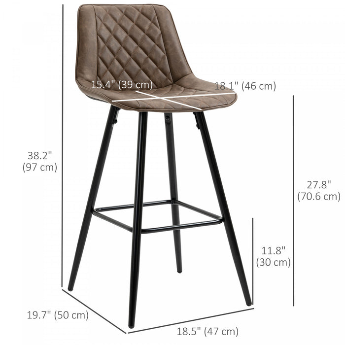 HOMCOM 2 Tabourets de Bar Hauteur Comptoir 69cm Cuisine Brun