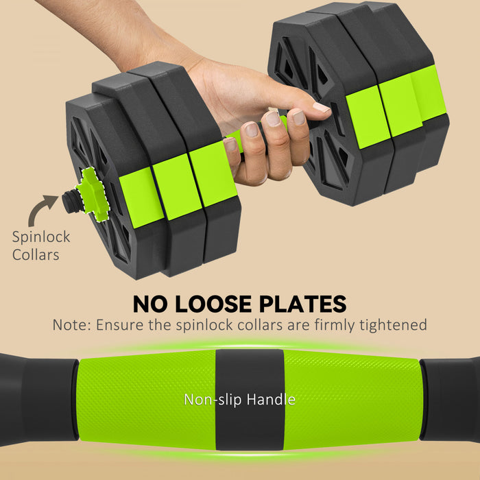 Soozier Ensemble d'Halteres Ajustables, Lot de Poids Libres de 66 lb Vert