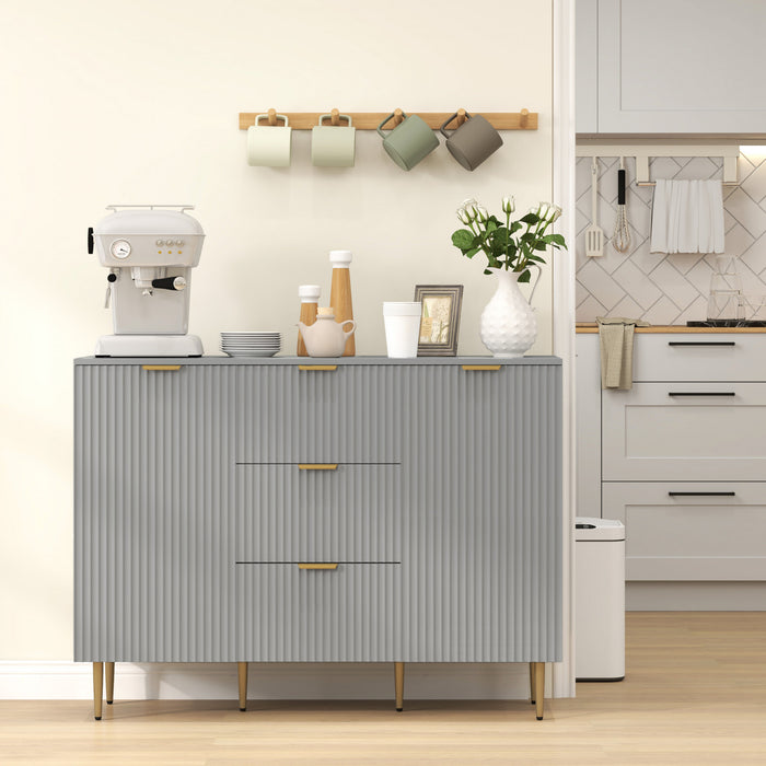 HOMCOM Buffet avec 3 tiroirs et etageres reglables, Gris