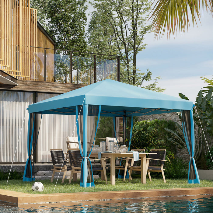 Outsunny Auvent 10' X 10' Avec 4 Parois Laterales Amovibles, Bleu Clair