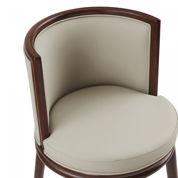 Tabouret de comptoir moderne en bois avec revetement en tissu couleur pierre Evalyn - Lot de 2