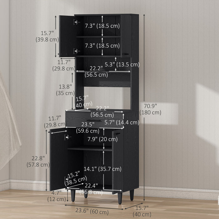 HOMCOM Garde-Manger Cuisine 180cm Buffet Vaisselier Micro-ondes