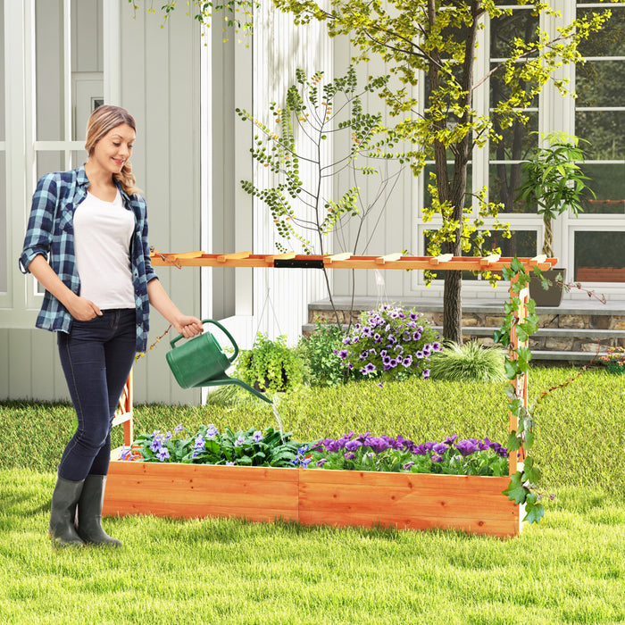 Costway 1 Pcs Lit De Jardin Eleve Avec Trellis Toit Suspendu Planter Boite Trous De Drainage Pour Patio