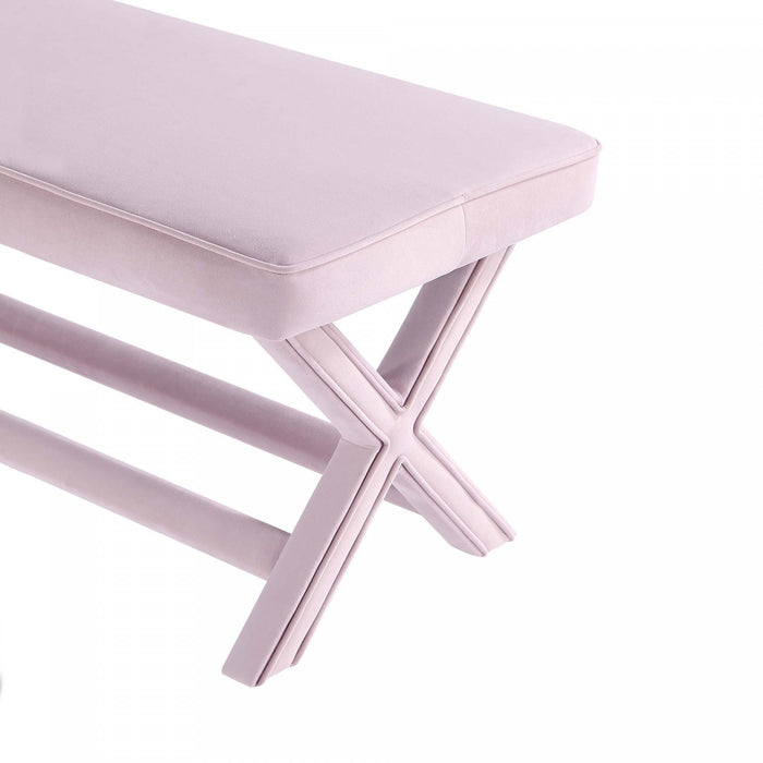 Banc d’appoint Abigail style milieu du siecle moderne en velours rose