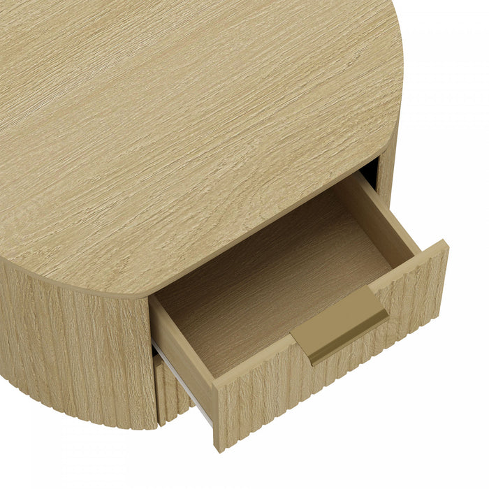 Table de nuit moderne Olivia 27\" en chene naturel (2 tiroirs)