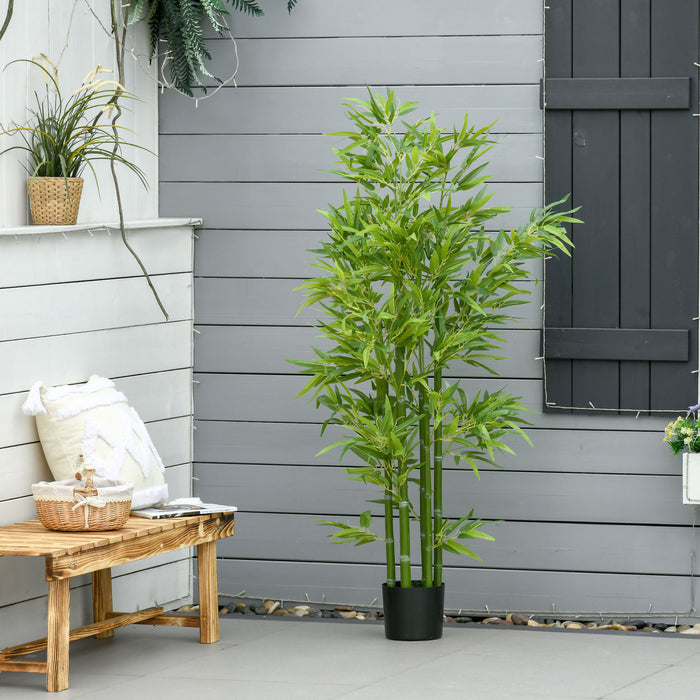 HOMCOM Bambou artificiel de 1,5 m en pot, fausse plante d'interieur