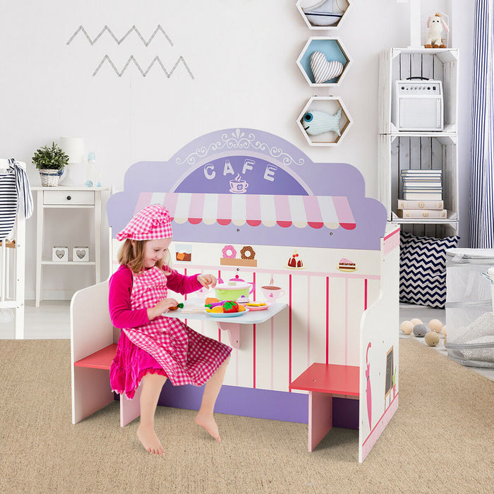 Cuisine Enfants Avec Restaurant En Bois 2 En 1, Jeu D’imitation Educative Avec Salle A Manger, Cuisine Evolutive Avec Four Et Micro-ondes, Ideal Pour Enfants De Plus De 3 Ans