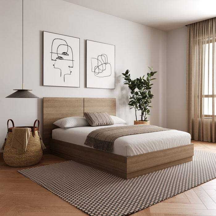 Lit double plateforme Milano Nordika - chêne brun