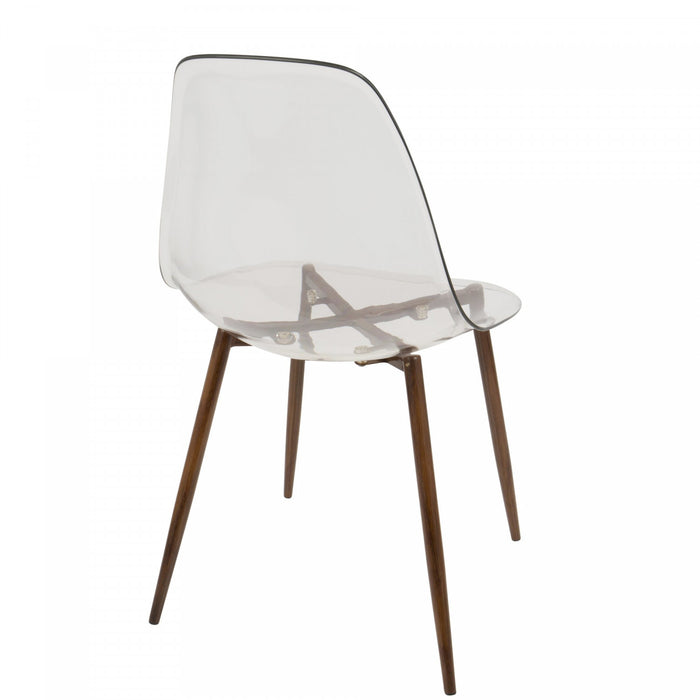Chaise d’appoint de salle à manger moderne du milieu du 20e siècle Clara transparente et noyer - ensemble de 2