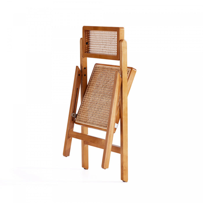 Chaise pliante en bois style industriel Pullman, coloris naturel - Lot de 4