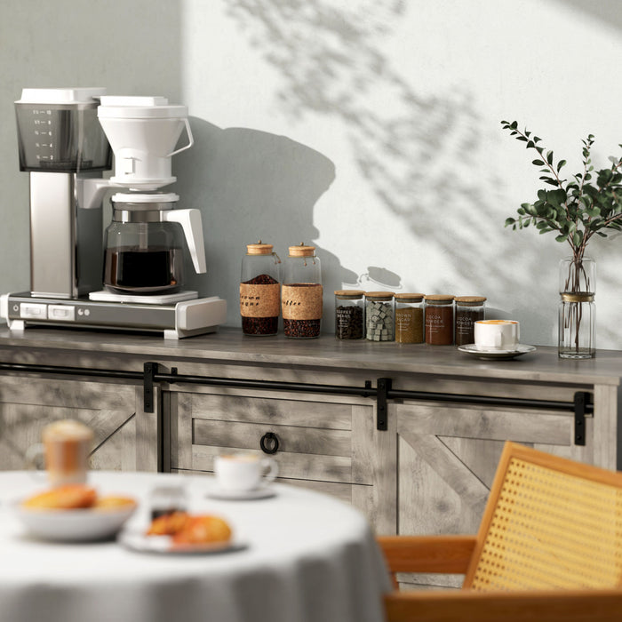 HOMCOM Buffet de ferme avec portes gris clair vieilli