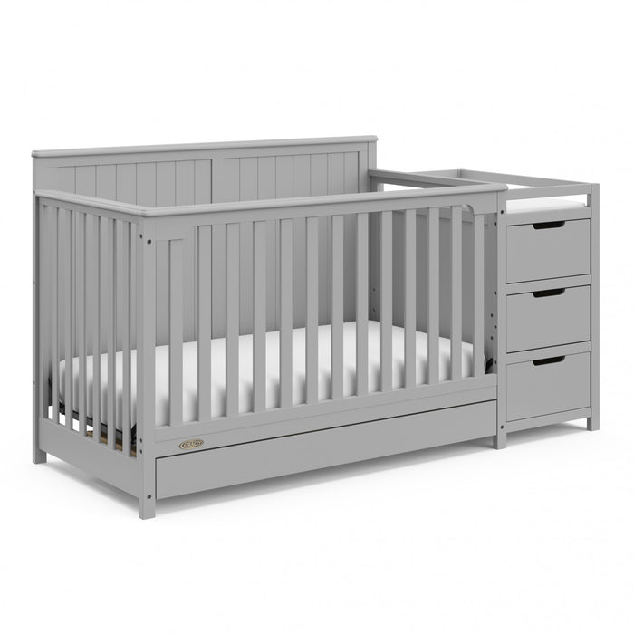Graco Hadley Lit de bebe convertible 5-en-1 avec table a langer et tiroir - Gris galet