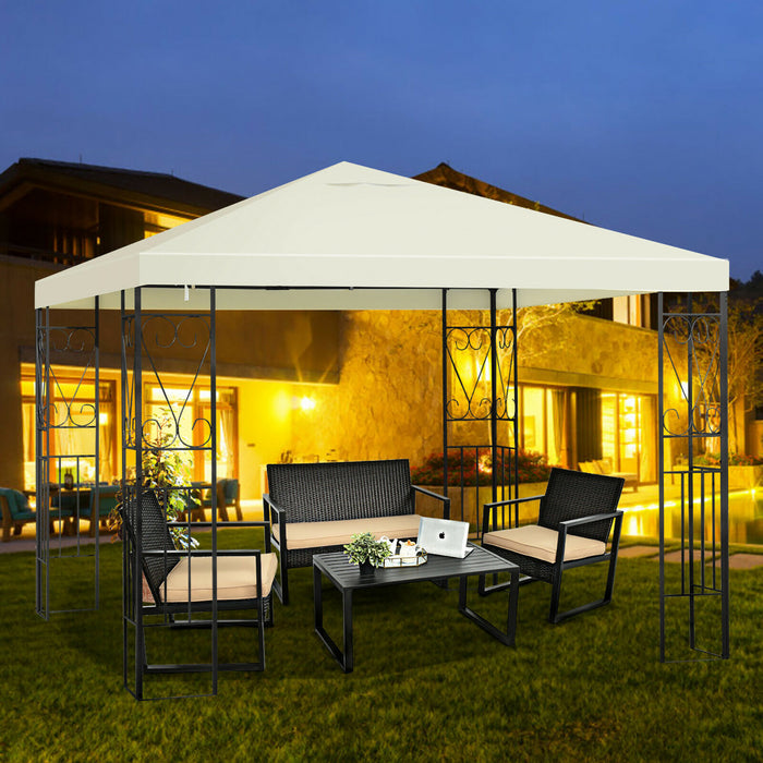 Costway 10’x10’ Patio Gazebo Canopy Tente A Cadre En Acier Abri Auvent De Partie De Patio