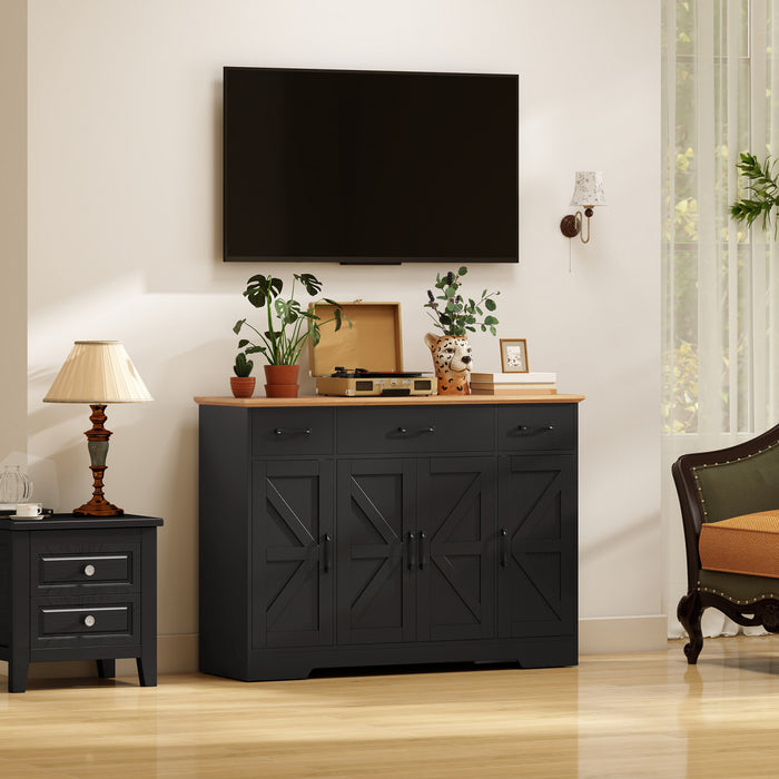 HONCOM Buffet avec charnieres a fermeture amortie, meuble de cuisine, noir