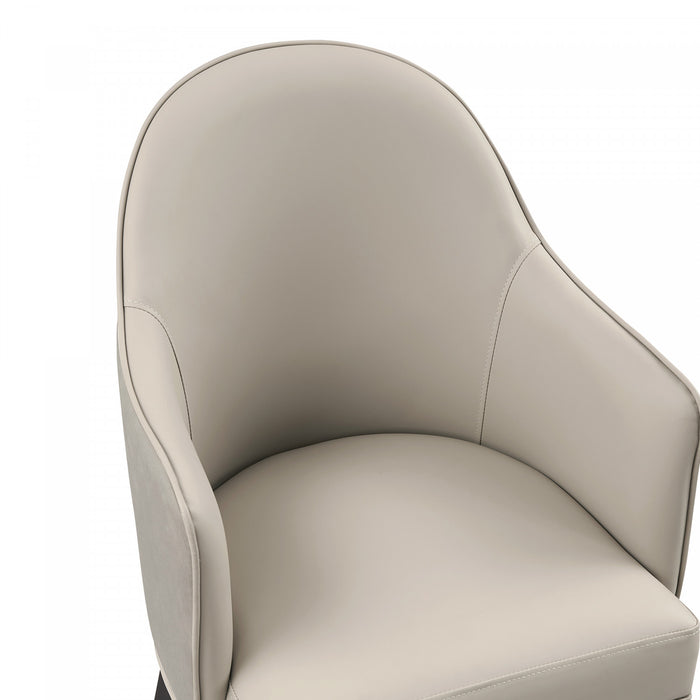 Fauteuil Hillman Moderne en Bois, Similicuir et Velours, Gris Clair