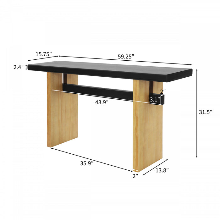 Console de style maison de campagne Emma 150 cm pour entrée - finition noire et brune