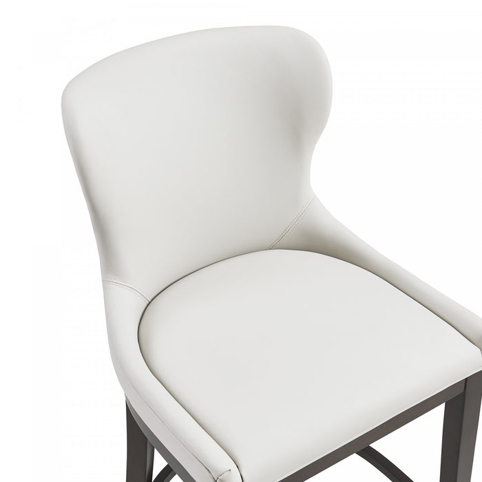 Tabouret de comptoir Blair moderne en bois et tissu blanc - Lot de 2