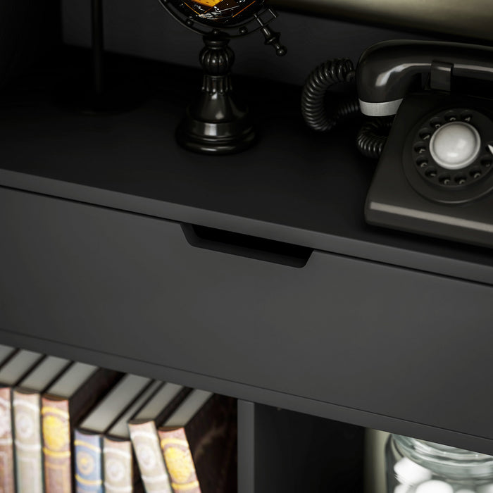 HOMCOM Bibliotheque haute avec tiroir pour bureau a domicile, noir