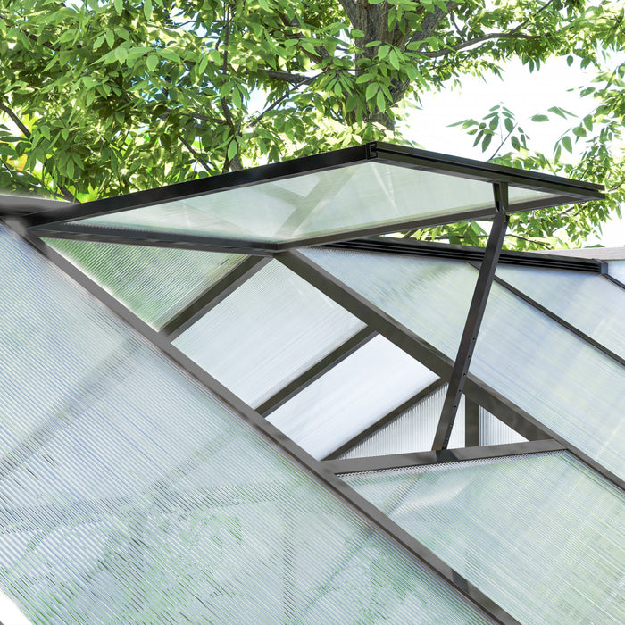 Outsunny Serre En Polycarbonate De 10' X 6' X 6,4' Avec Gouttieres