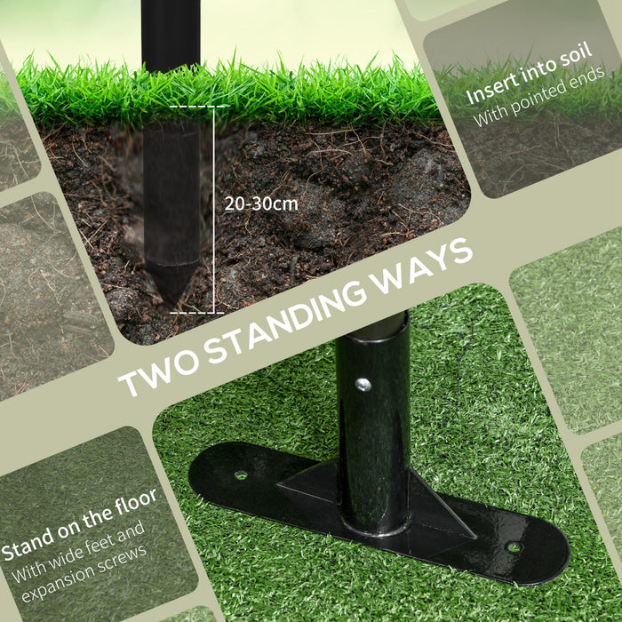 Outsunny Cloture de jardin en metal 5pi avec pieds Marron