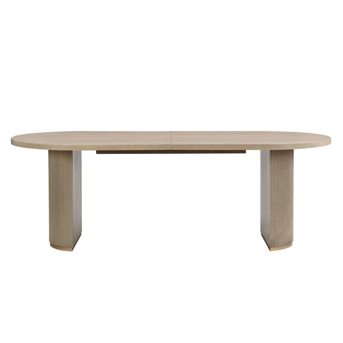 Madison Table a manger ovale en bois massif avec double pietement, bois clair naturel
