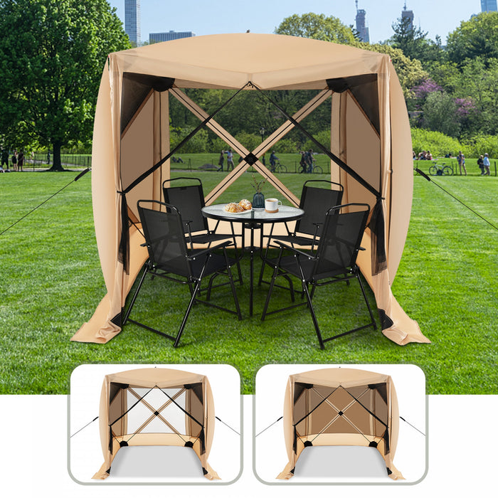 Costway 6.7 Ft X 6.7 Ft 4 Panneaux Pop Up Camping Gazebo Quick-set Avec 2 Torchons Parasols Cafe