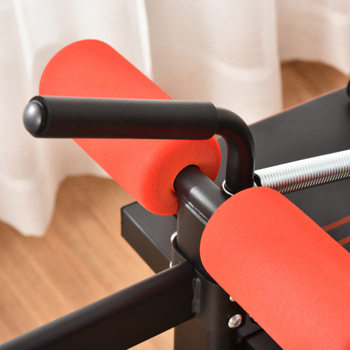Soozier Banc D'entrainement Entraineur Abdominal Multifonction Avec Bandes D'entrainement Fitness Acier Noir