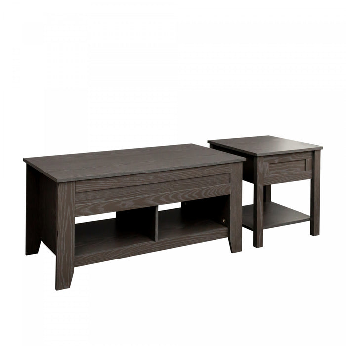 Table Basse à Plateau Surélevé et Table de Bout Gris Strauss, 2 Mrcx