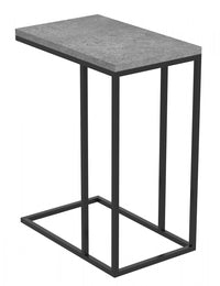  Table de bout en forme de C de 19 po avec armature en métal - ciment foncé