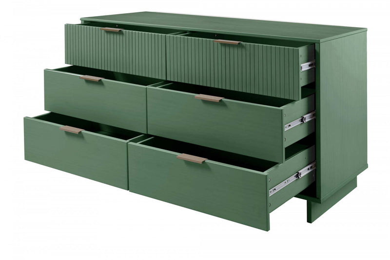 Commode Granville Modern 55\" en vert sauge (6 tiroirs)