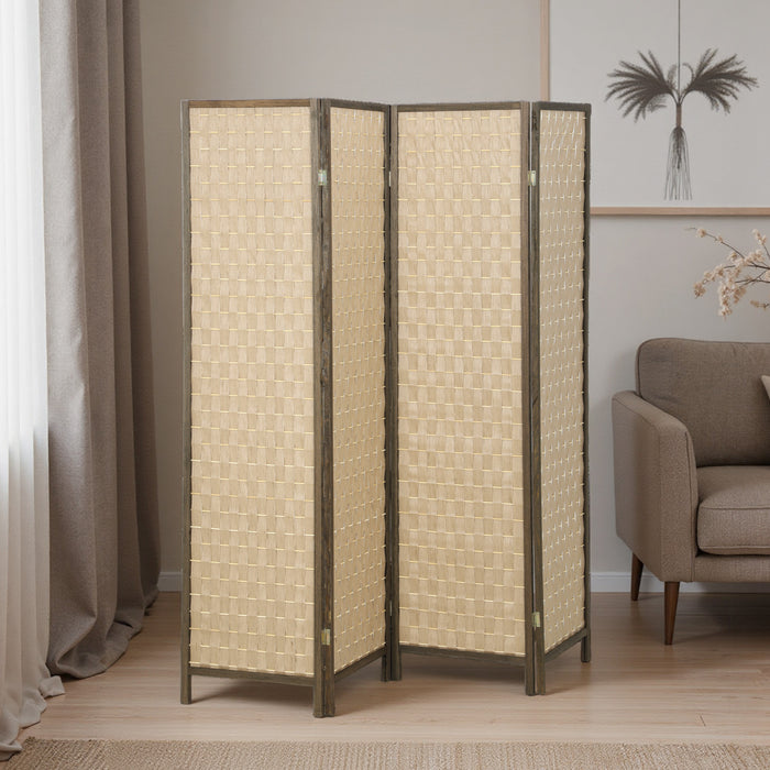 HOMCOM Ecran de Confidentialite Tisse a la Main, Paravent Pliable, Marron