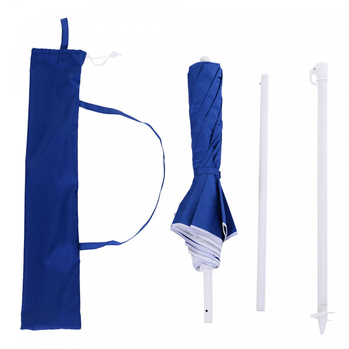 Outsunny Parasol De Plage De 6.7pi, Inclinable Et Sac De Transport, Bleu