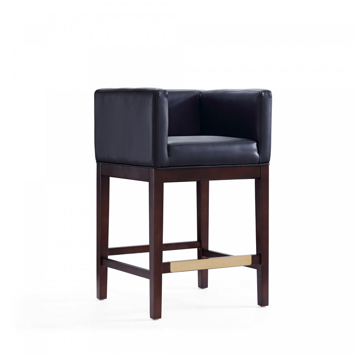 Tabouret de comptoir Kingsley style milieu du siecle en bois et tissu, noir – Lot de 2