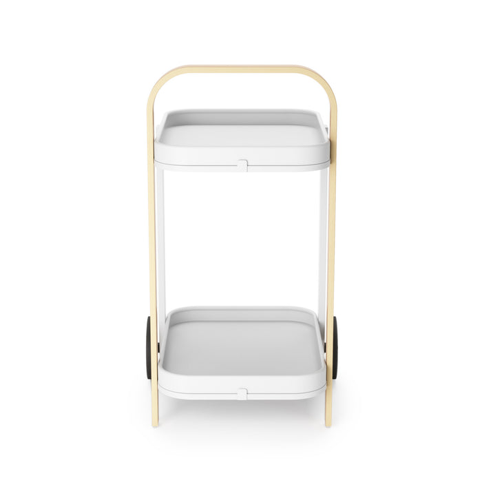 Chariot-bar et de rangement moderne Bellwood de Umbra en acier - blanc et naturel