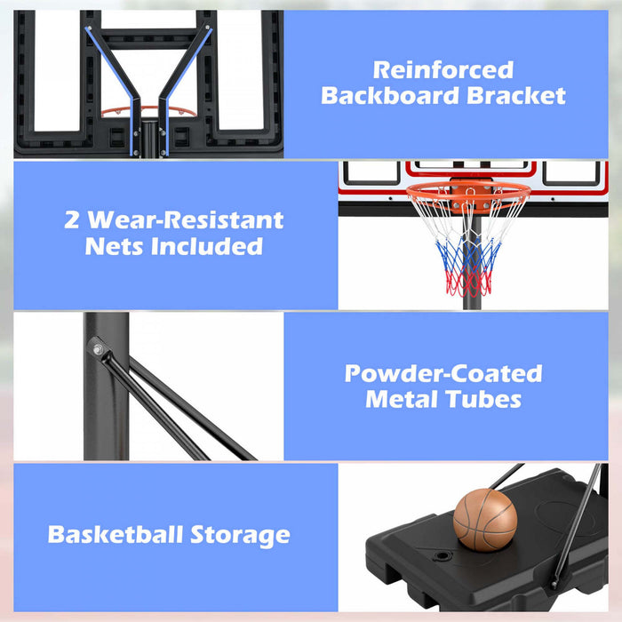 Goplus 7.4-10 Ft Systeme Exterieur De Cercle De Basket-ball Avec 44 Pouces De Panneau Arriere Pc A L'epreuve