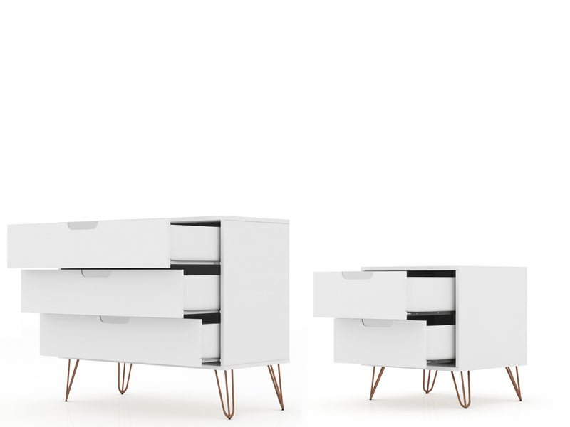 Ensemble de commodes 2 pieces Rockefeller style milieu du siecle en blanc