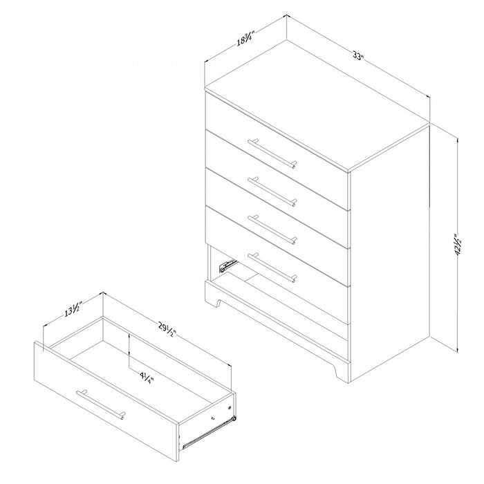 Primo Commode 5 Tiroirs - Chene Rustique