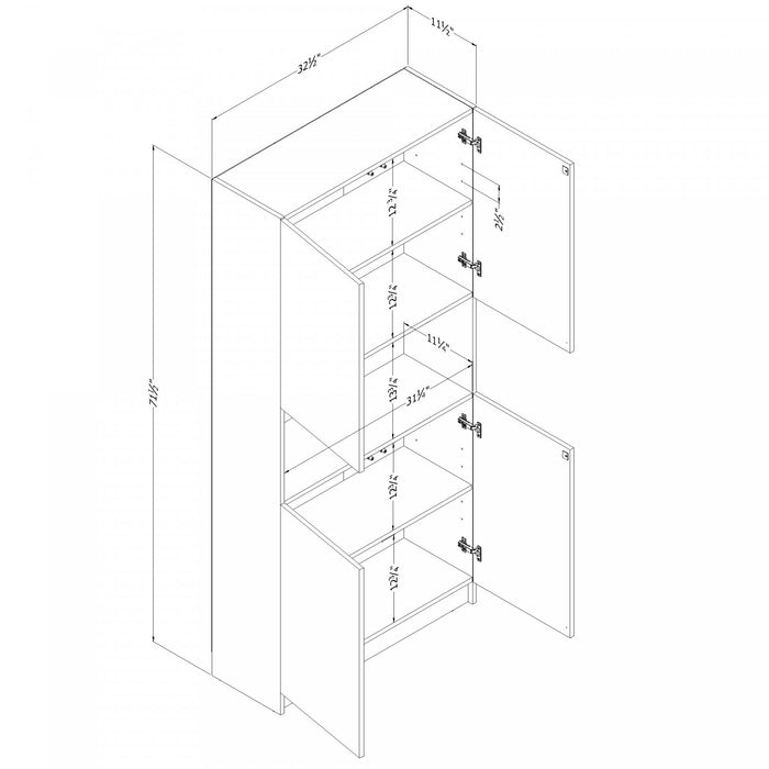 Liora Bibliotheque 4 Portes Et Rangement Ouvert - Chene Noir