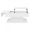 Logan Lift-Top Coffee Table with LED Lighting and Extendable Desktop,White | Logan table basse relevable – table avec eclairage LED et plateau extensible, blanc