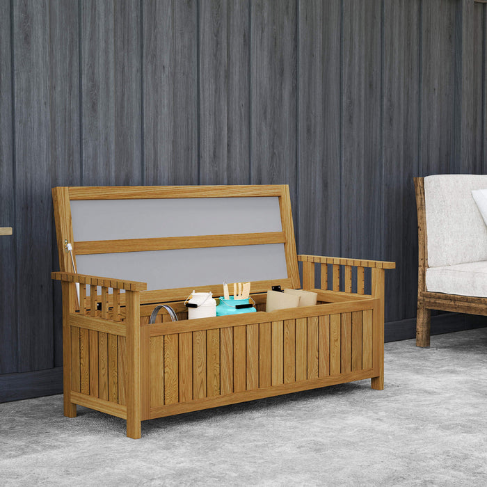 Outsunny Banc d'exterieur en bois coffre de rangement de 49 gallons, marron