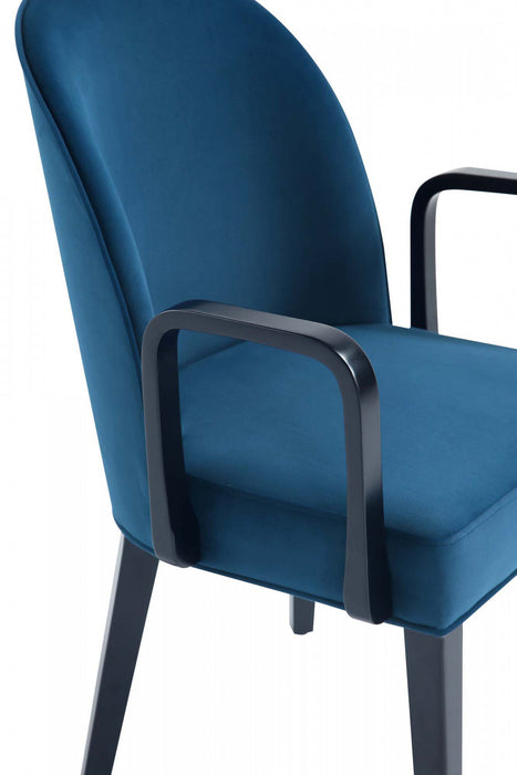 Fauteuil moderne en bois Hillman avec accoudoirs et revetement bleu - Lot de 2