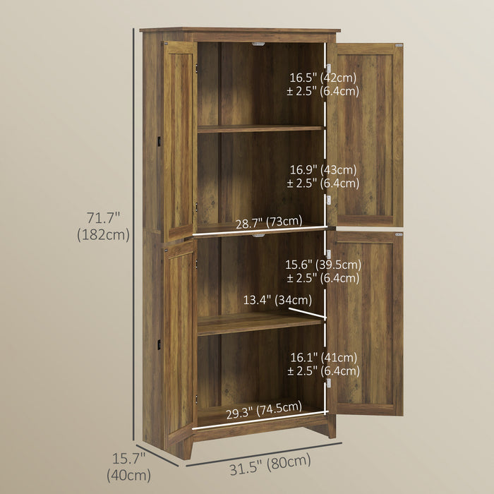 HOMCOM Garde-manger de cuisine autoportant 72 po, armoire buffet, marron