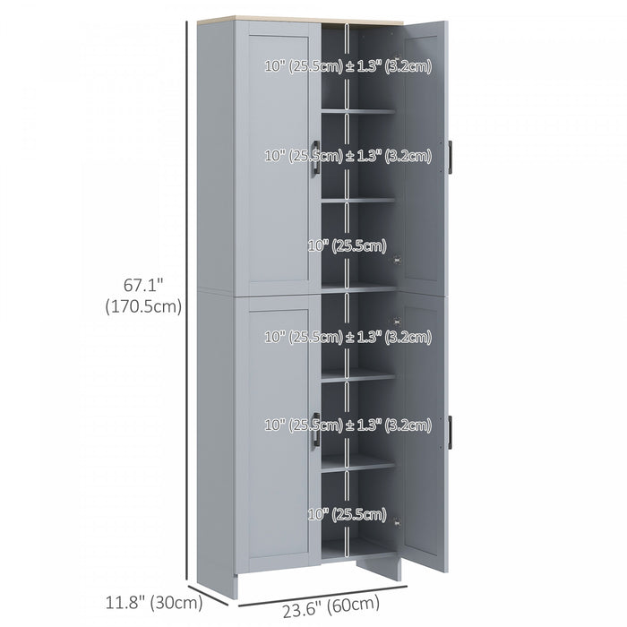 HOMCOM Armoire de rangement 67\" a 4 portes avec etageres reglables, gris