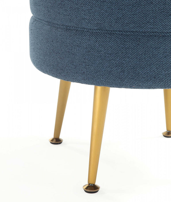 Lot de 2 poufs d’appoint Bailey style milieu du siecle moderne, rembourres, bleu