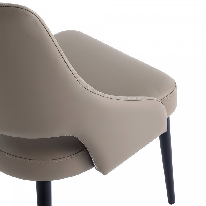 Chaise de salle a manger moderne Tremont en metal et cuir vegetalien taupe