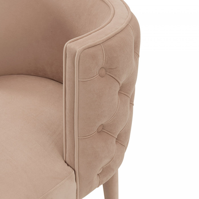 Chaise de salle a manger Maya en velours moderne, coloris nude - Lot de 2